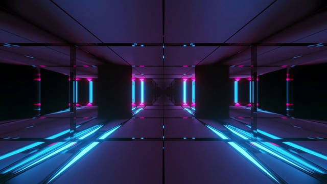 3d插图运动背景与未来科幻高对比度玻璃隧道，3d渲染实时壁纸与黑暗科幻隧道走廊俱乐部视觉vj循环