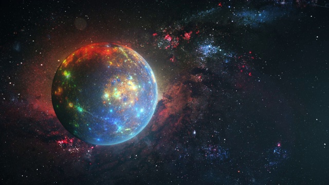 詳情圖-未來行星水星與發(fā)光的外星光