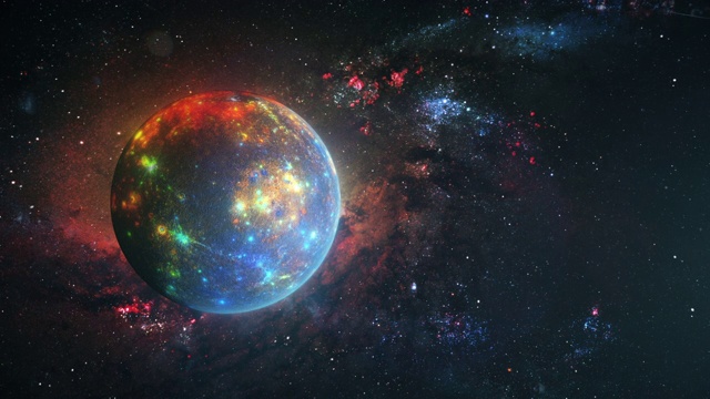 詳情圖-未來行星水星與發(fā)光的外星光