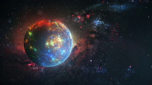 詳情圖-未來行星水星與發(fā)光的外星光