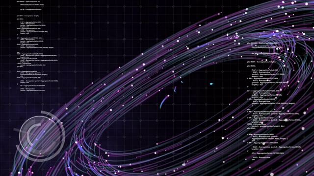 3D数字轨道空间与计算机用户界面屏幕HUD。智能无线网络技术与商业连接抽象背景与复制空间
