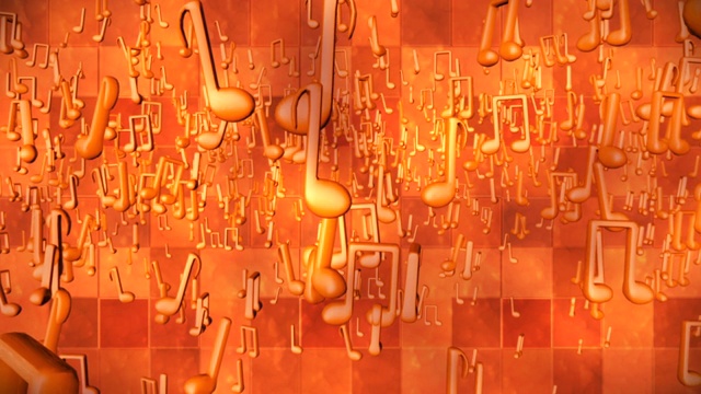 广播高科技漩涡音乐笔记，橙色，抽象，3D，可循环，高清