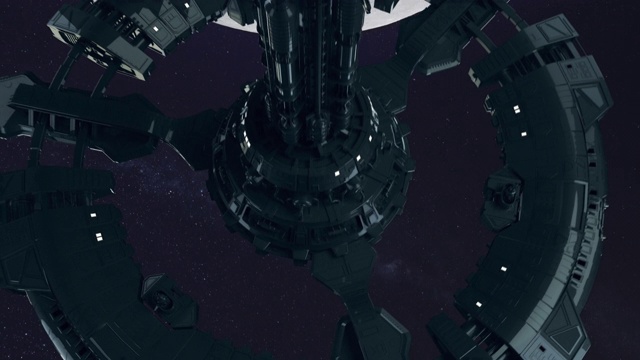 空间站经过地球的月球。火星之旅
