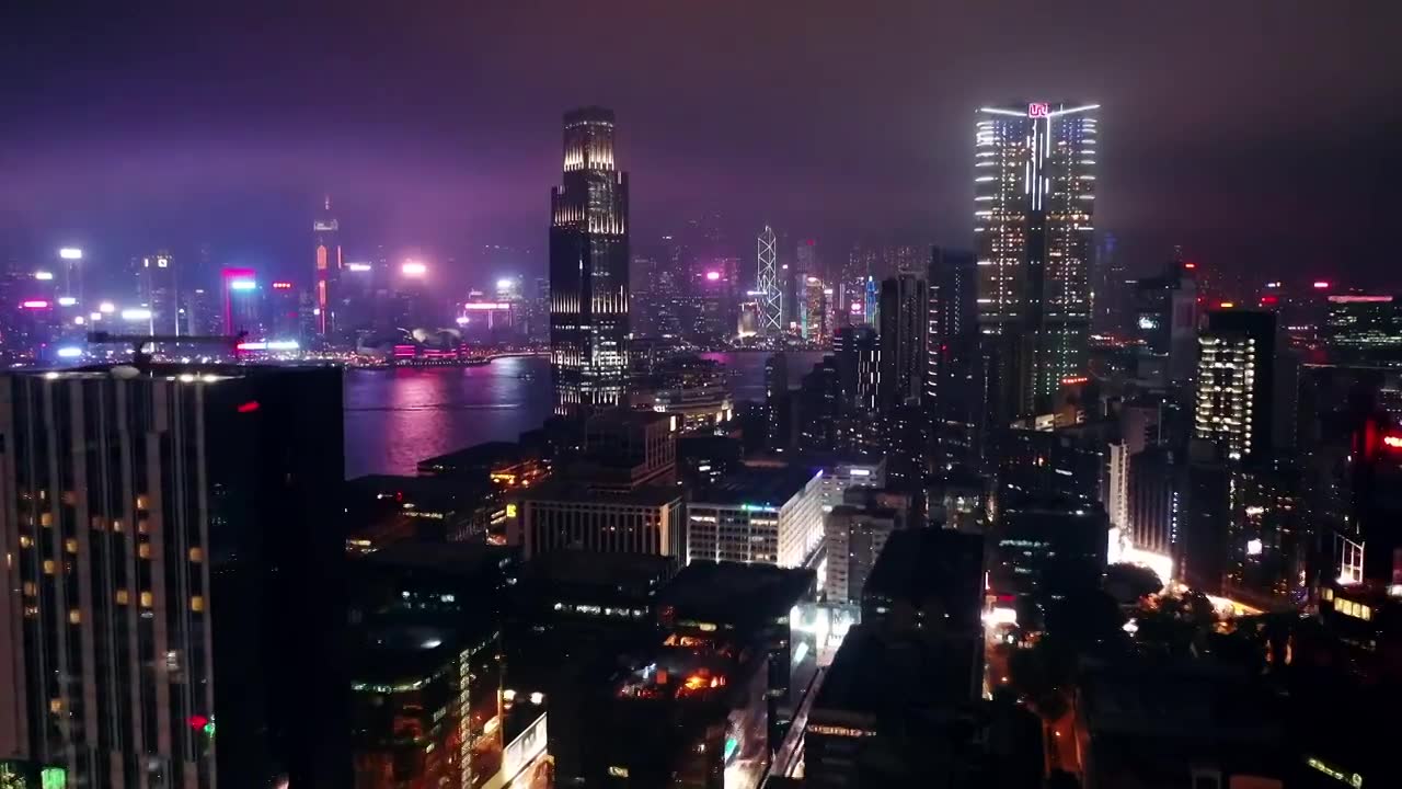 詳情圖-無人機(jī)拍攝的香港九龍城夜景