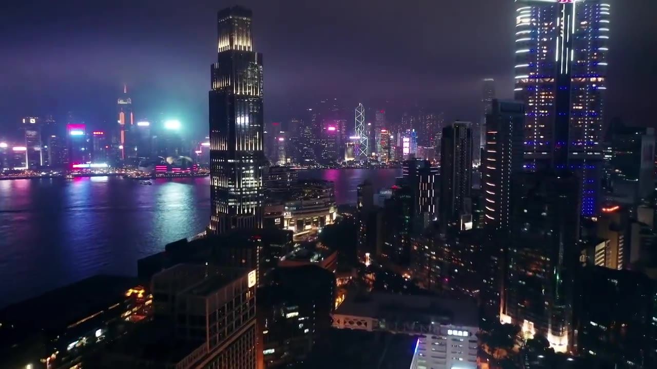 詳情圖-無人機(jī)拍攝的香港九龍城夜景