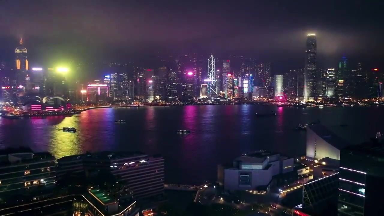 詳情圖-無人機(jī)拍攝的香港九龍城夜景