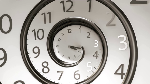 详情图-镜头缩放在无限时间的经典圆时钟。Round,Clock时间倒转。