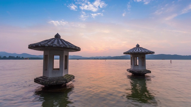 时光流逝，中国杭州西湖