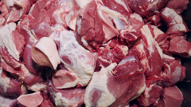 俯视图新鲜的红肉块