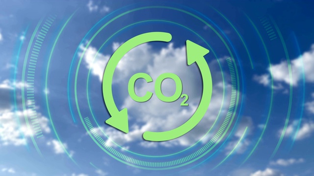循环循环图标和二氧化碳化学公式，4K视频