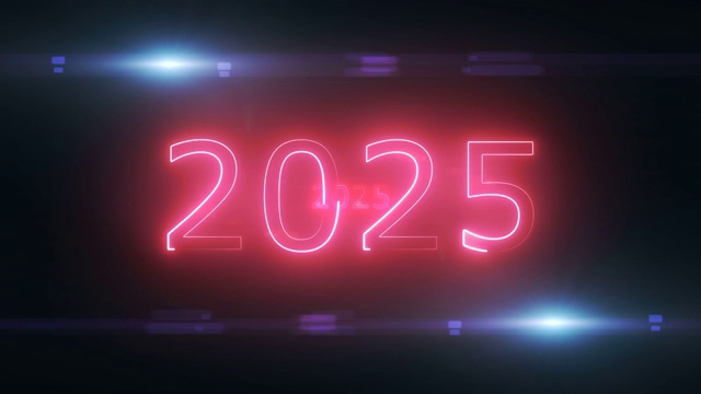 黑色背景下的2025年概念