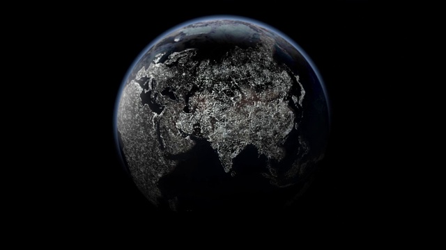 当地球转动时，大陆照亮了地球