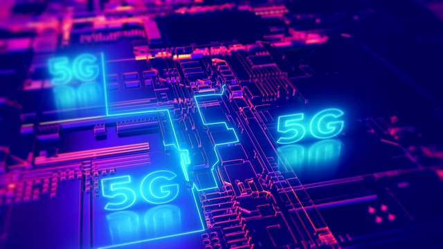 5G第五代蜂窝网络技术。宽带接入动画4K超高清3D视频循环概念。