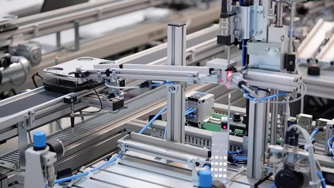 工业4.0智能工厂概念;智能工厂的装卸站，自动化汽车正在等待装载