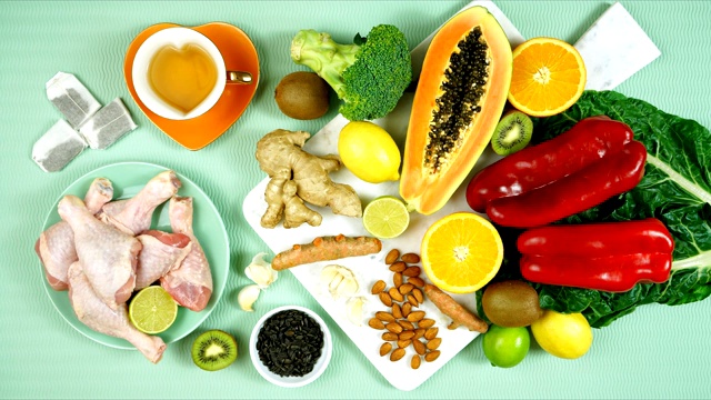 詳情圖-增強(qiáng)免疫系統(tǒng)的食物包括水果、蔬菜和家禽。