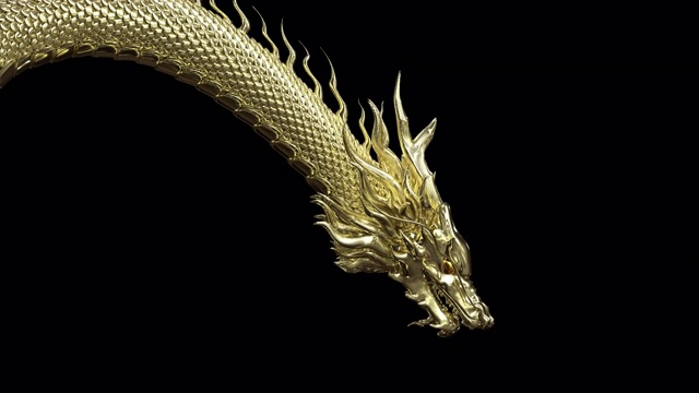 动画头部和半身体金龙在智能姿态与3d渲染包括alpha路径。