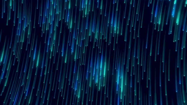 流星射击，光速太空旅行，彩色发光的光雨，霓虹线背景动画，数字签名与许多火球从天空落下