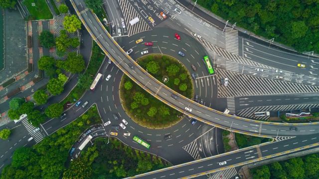 詳情圖-中國(guó)日時(shí)間武漢市著名交通路口航拍全景圖4k時(shí)間延時(shí)