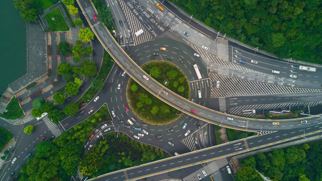 詳情圖-中國(guó)日時(shí)間武漢市著名交通路口航拍全景圖4k時(shí)間延時(shí)