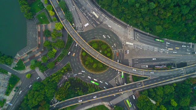 詳情圖-中國(guó)日時(shí)間武漢市著名交通路口航拍全景圖4k時(shí)間延時(shí)