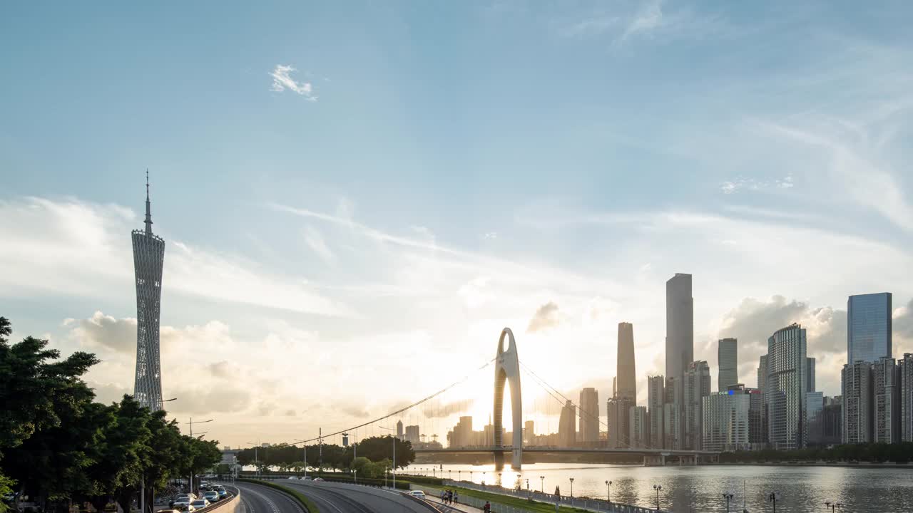 广州天际线从日到夜PAN时间推移
