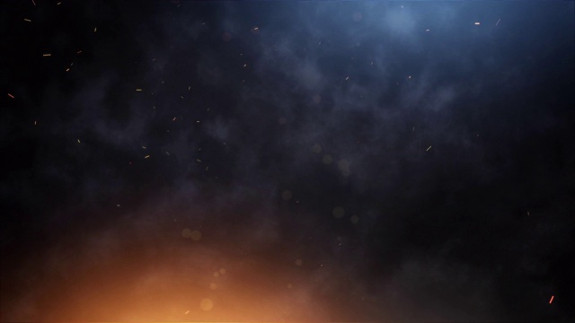 火闪耀粒子与耀斑闪耀星星尘埃散景闪耀奖项抽象背景。