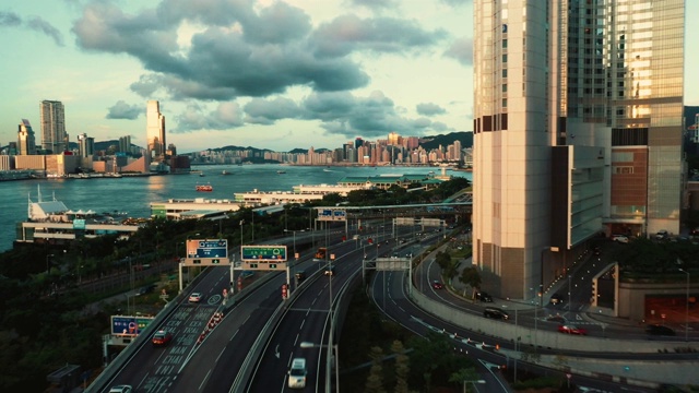 詳情圖-香港的城市航拍，市中心的摩天大樓