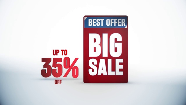 大销售高达35%的折扣，Mega sale -销售促销动画背景。
