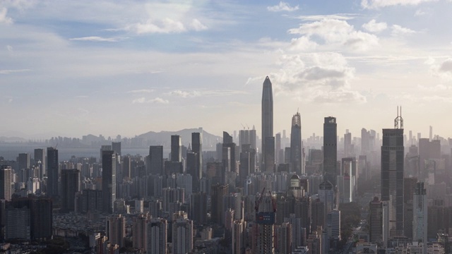 T/L HA MS PAN深圳CBD天际线移动云延时/中国广东省深圳