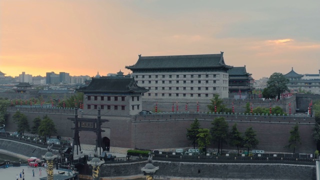 航拍古城墙，西安，陕西，中国
