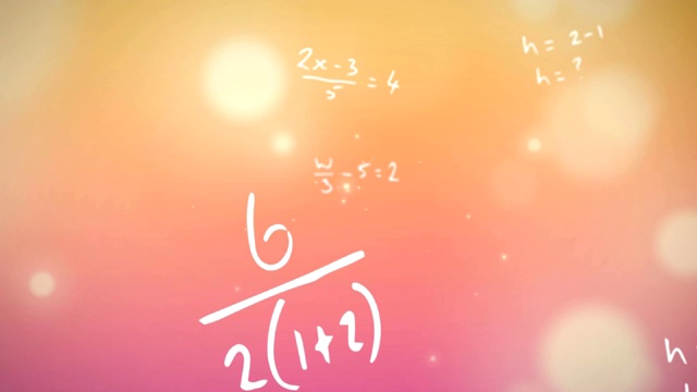 数字生成视频的光点和数学方程移动对橙色的背景