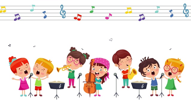 有趣的小孩表演音乐
