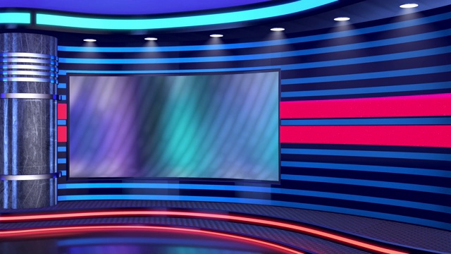 电视演播室，虚拟演播室。理想的绿色丝网合成。