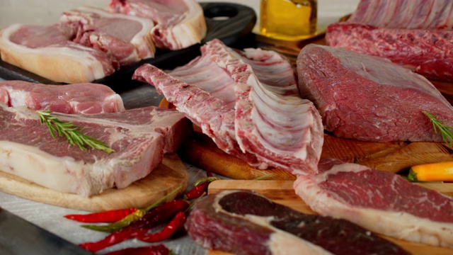 详情图-不同类型的生肉的范围在旋转。