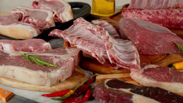 详情图-不同类型的生肉的范围在旋转。