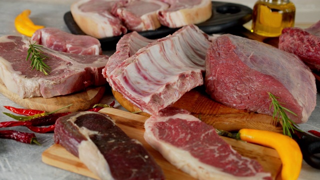详情图-不同类型的生肉的范围在旋转。