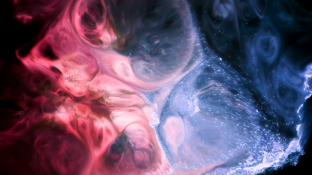 抽象的慢动作水墨背景超级充满活力的色彩画宇宙漩涡和波浪流动的形式