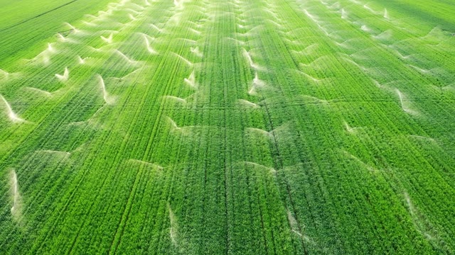 详情图-鸟瞰草地农田灌溉系统。