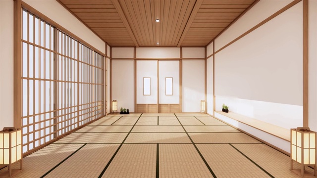 詳情圖-日本室內(nèi)設(shè)計(jì)，現(xiàn)代客廳。3d渲染，3d渲染
