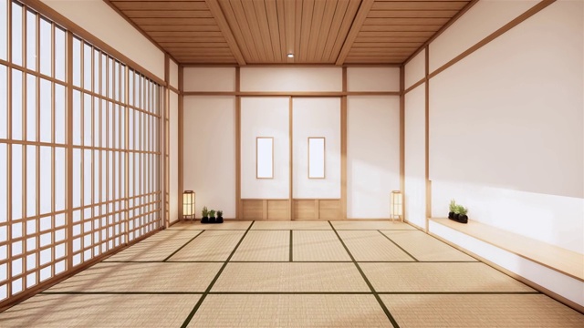 詳情圖-日本室內(nèi)設(shè)計(jì)，現(xiàn)代客廳。3d渲染，3d渲染