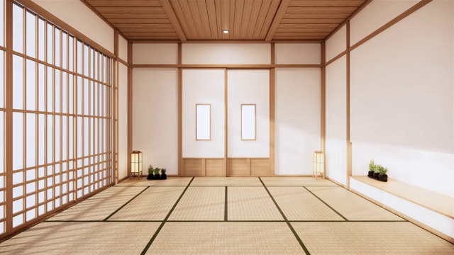 詳情圖-日本室內(nèi)設(shè)計(jì)，現(xiàn)代客廳。3d渲染，3d渲染