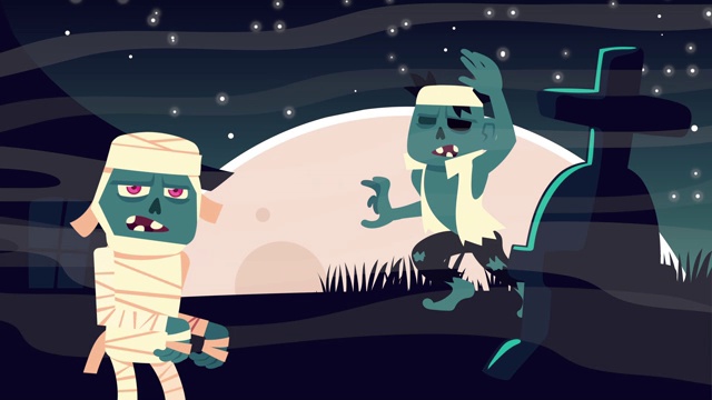 詳情圖-萬(wàn)圣節(jié)動(dòng)畫與木乃伊和僵尸