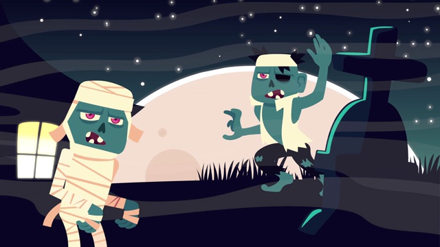 詳情圖-萬(wàn)圣節(jié)動(dòng)畫與木乃伊和僵尸