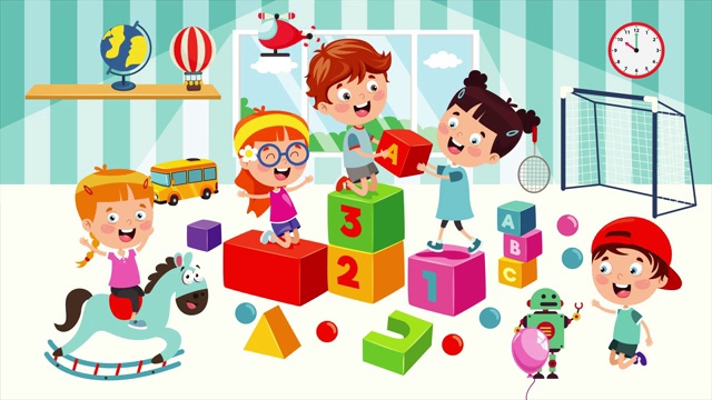 詳情圖-快樂的孩子在幼兒園玩耍