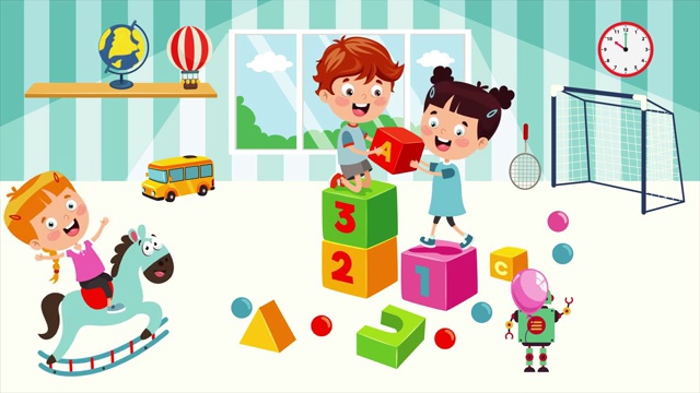 詳情圖-快樂的孩子在幼兒園玩耍