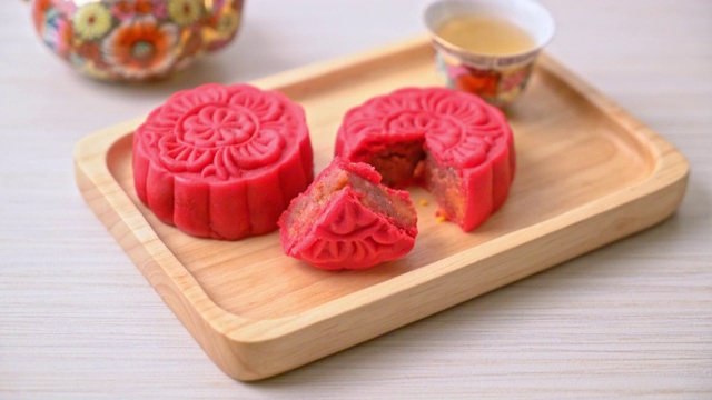 中国的草莓红豆月饼木版