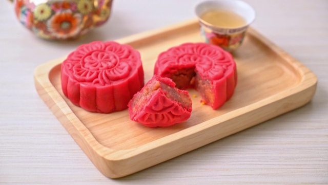 详情图-中国的草莓红豆月饼木版
