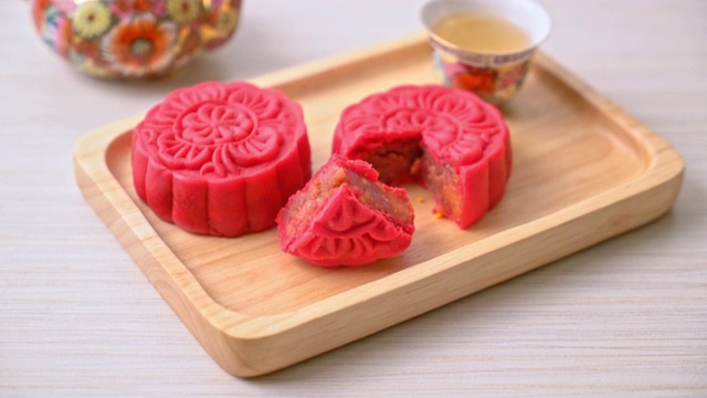 详情图-中国的草莓红豆月饼木版