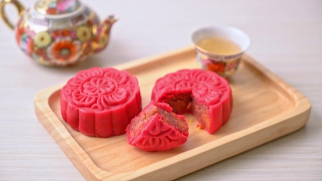 详情图-中国的草莓红豆月饼木版