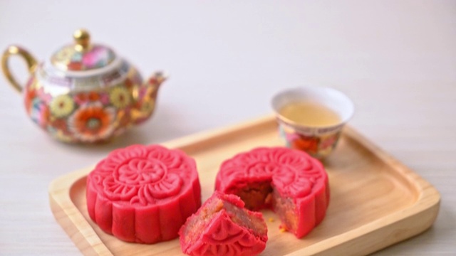 详情图-中国的草莓红豆月饼木版